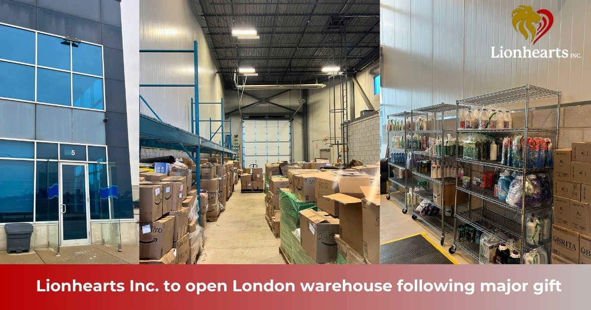 Lionhearts Inc. to open London warehouse following major gift